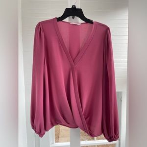 Lush size Large mauve blouse with puffed sleeves and cuffs